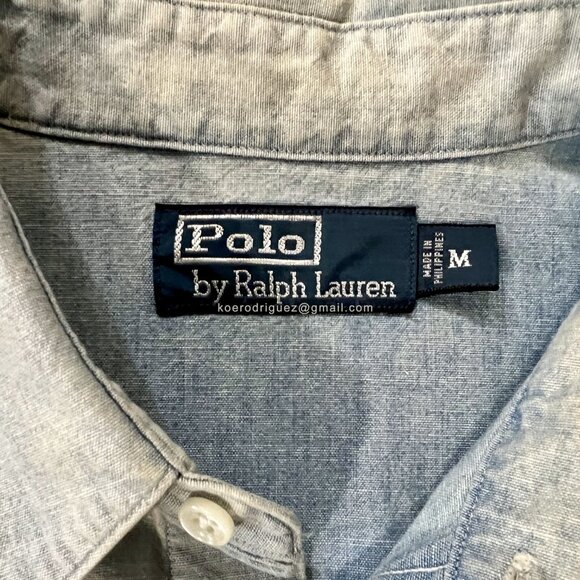 Polo Ralph Lauren Men's Medium Wild West Show Indian Head Western Chambray Shirt - Picture 6 of 6